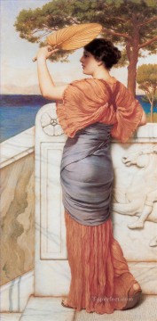On the Balcony 1911 Neoclassicist lady John William Godward Oil Paintings